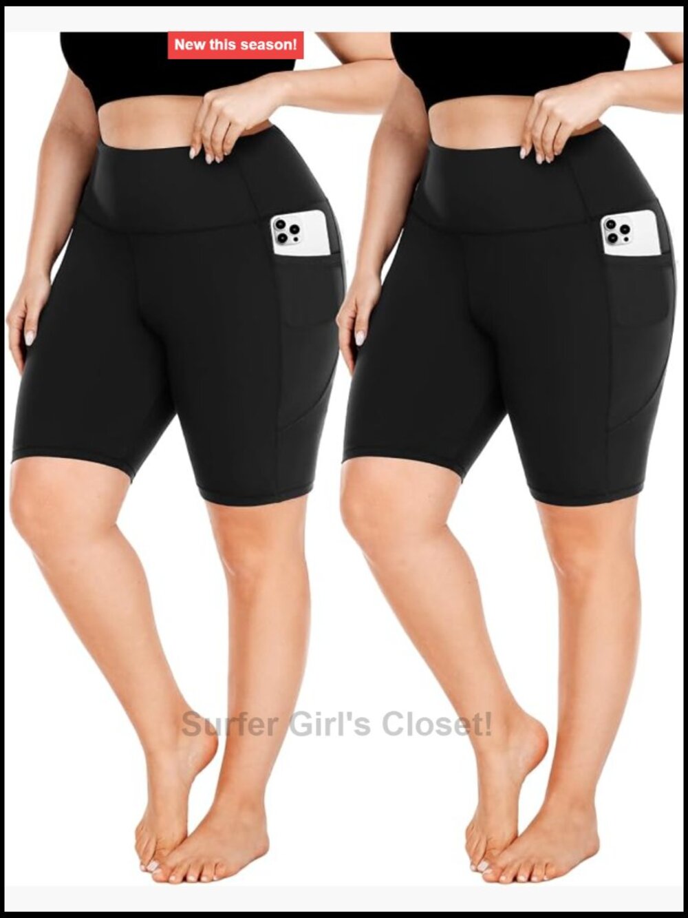 Plus Size Biker Shorts High Waist Tummy Control with Pockets Workout Yoga Shorts